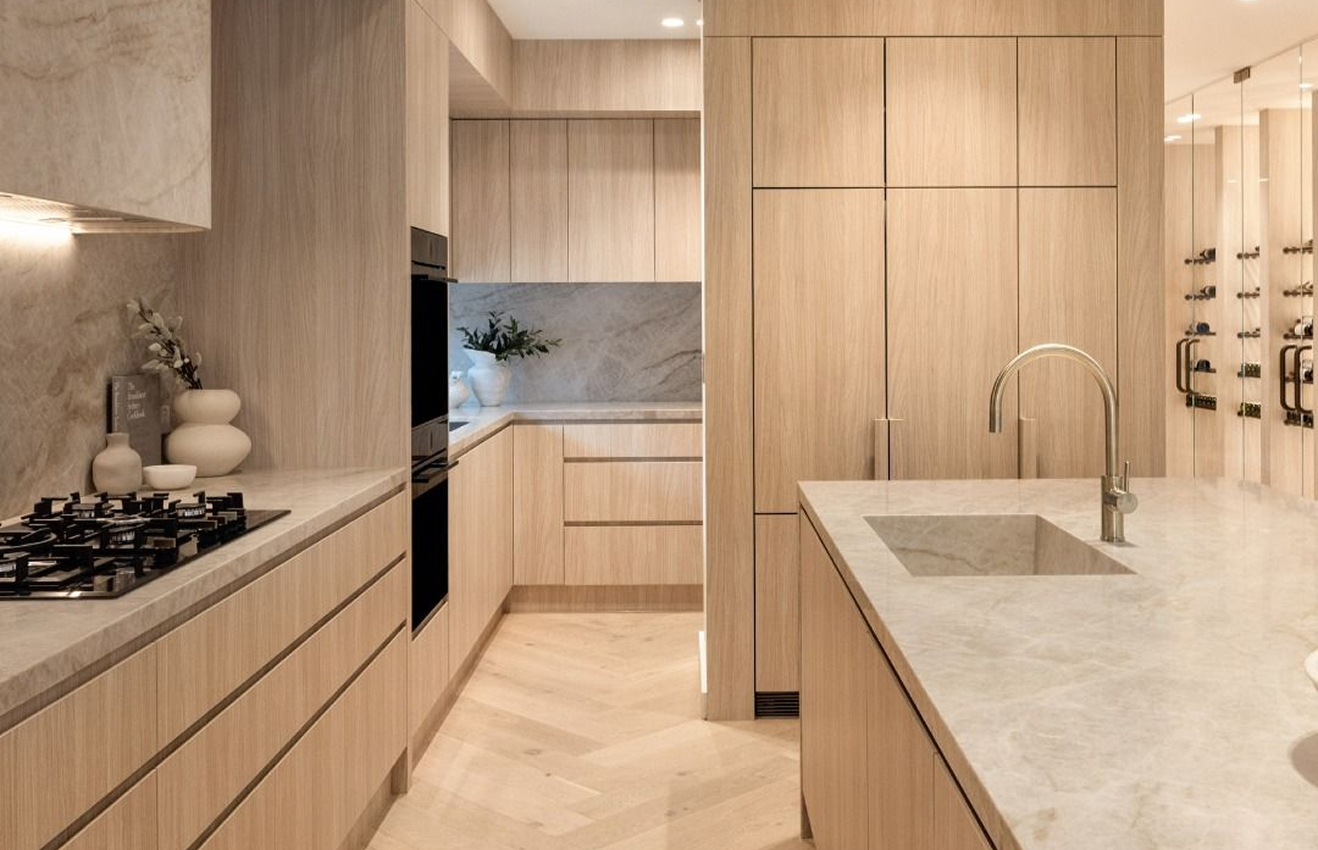 Minimalist living room interior design with floor-to-ceiling windows.