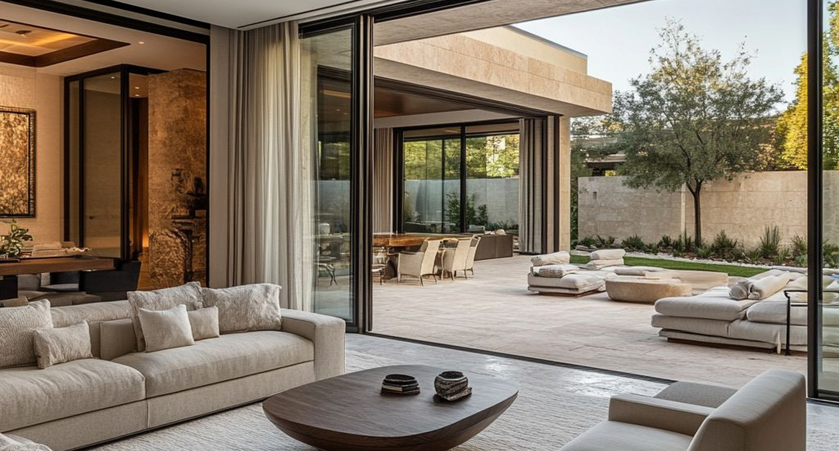 Luxury private jet interior design featuring custom cabinetry with hidden storage compartments