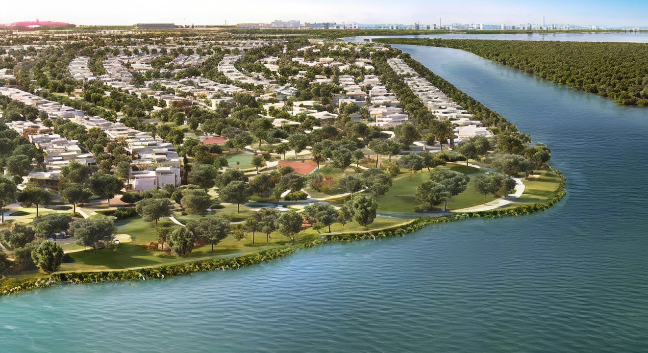 Minimalist living room interior design with floor-to-ceiling windows.