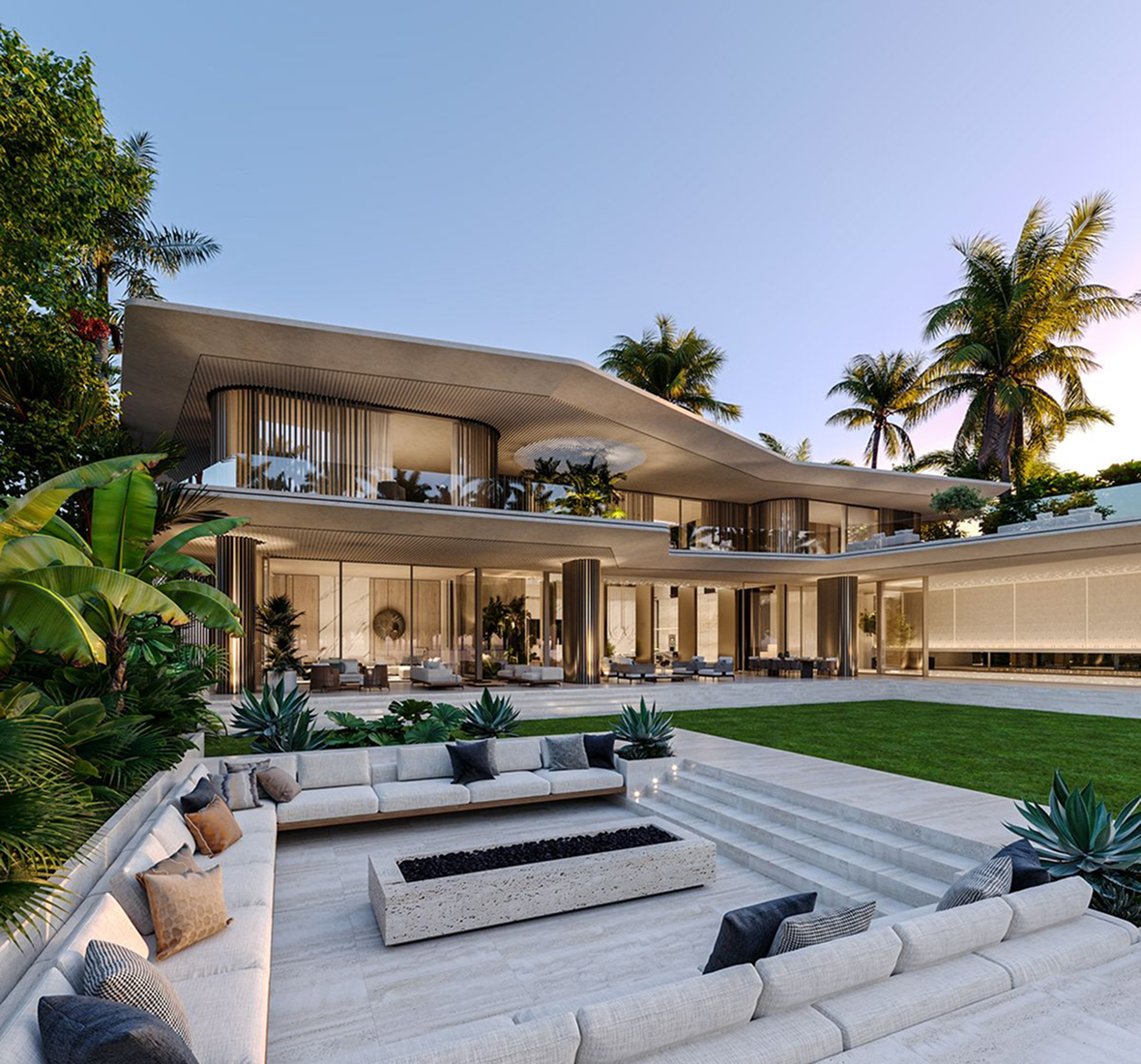 Modern majlis interior design in a luxury villa in Dubai by an award-winning interior design firm.