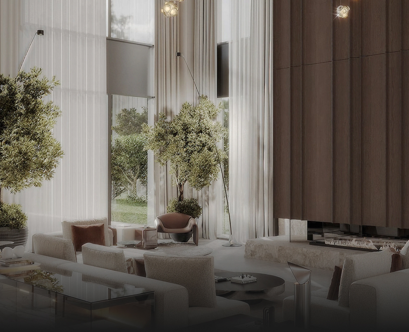 Villa Interior design featuring bespoke joinery and marble flooring