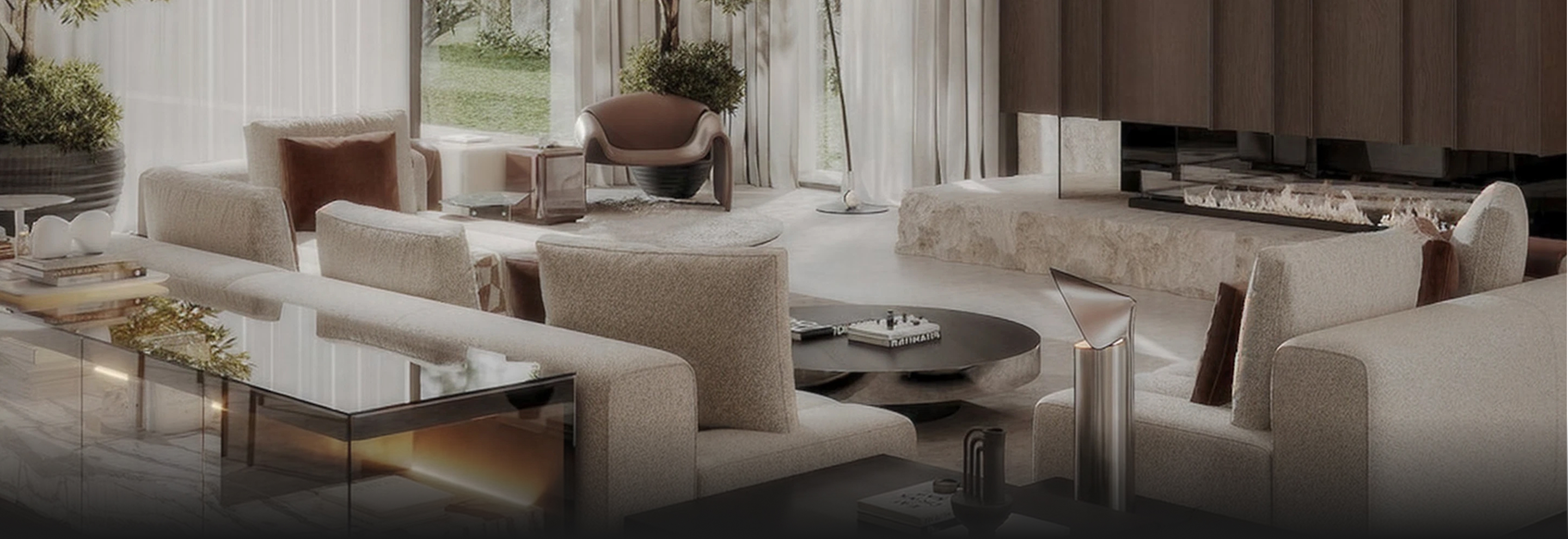 Villa Interior design featuring bespoke joinery and marble flooring