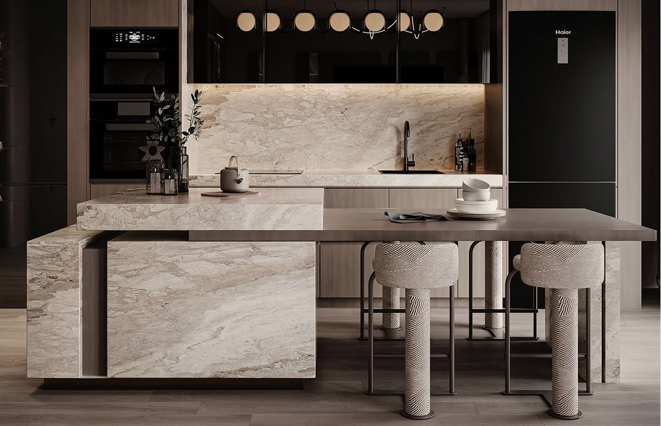 Contemporary majlis interior design featuring bespoke joinery by Rayfitout.