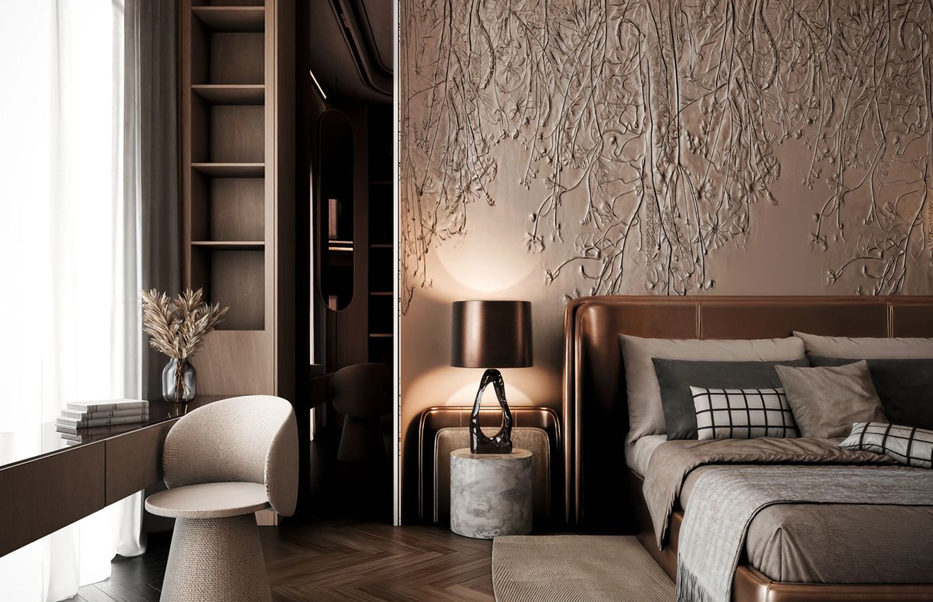 Modern majlis interior featuring a marble coffee table and modular seating in Dubai.