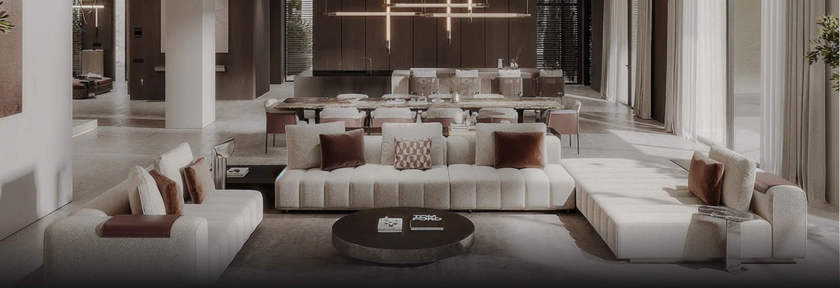 Villa Interior design featuring bespoke joinery and marble flooring