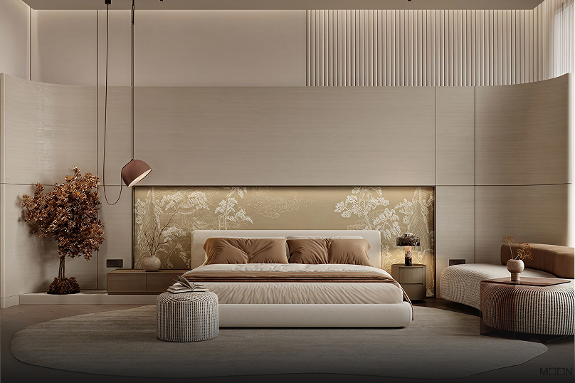 Villa Interior design featuring bespoke joinery and marble flooring
