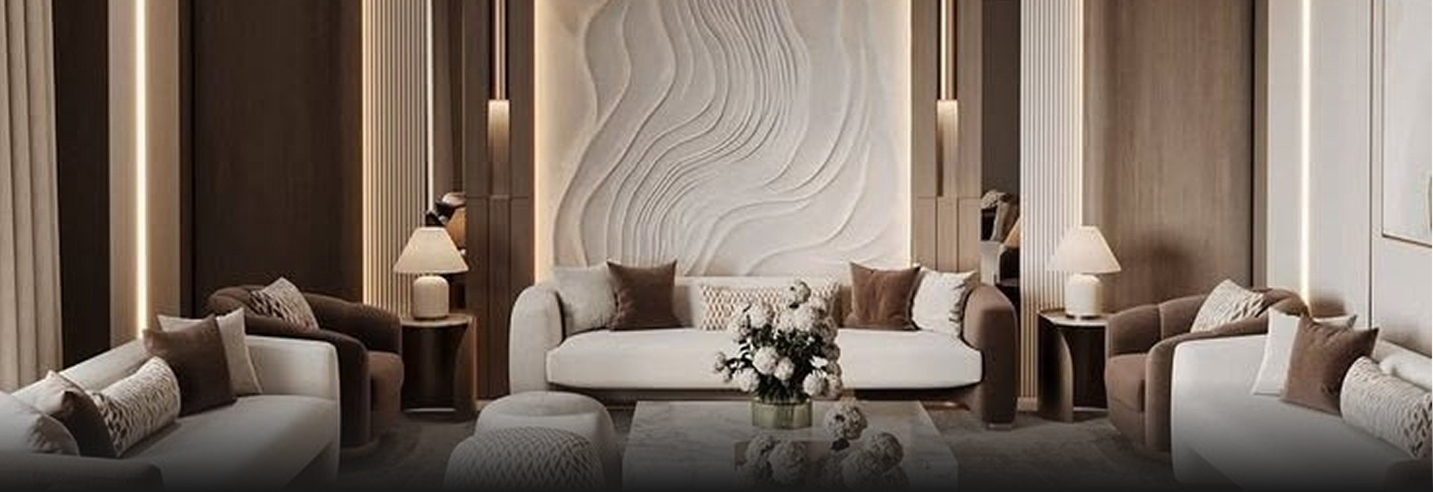 Villa Interior design featuring bespoke joinery and marble flooring