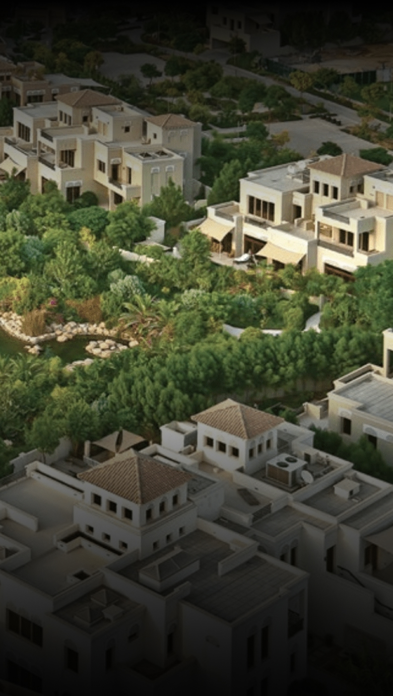 Villa interior fit out in Al Barari featuring expansive glass and bespoke joinery.