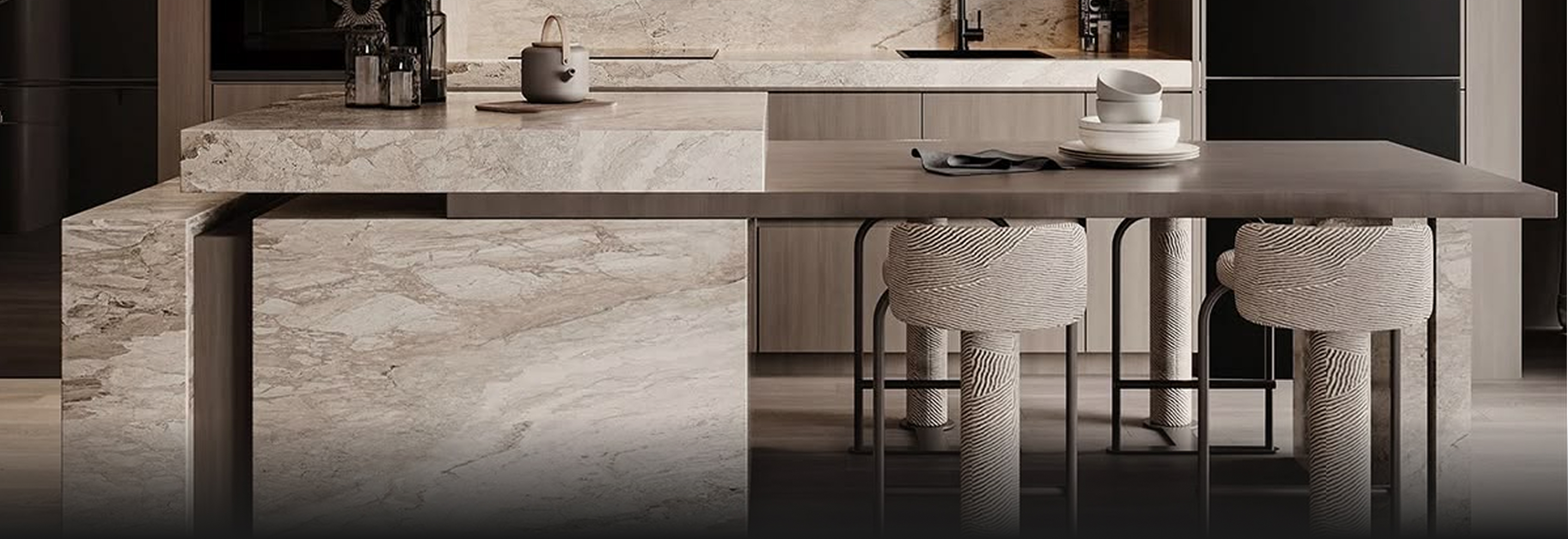 Villa Interior design featuring bespoke joinery and marble flooring