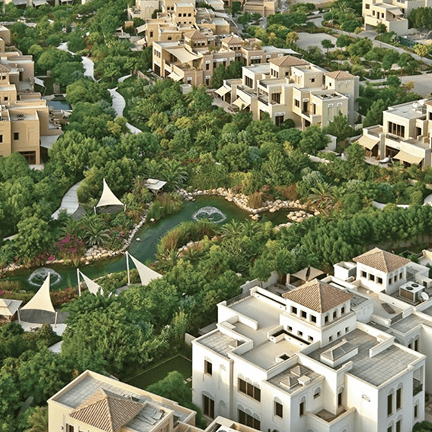 Modern villa interior design in Palm Jumeirah with floor-to-ceiling glass panels