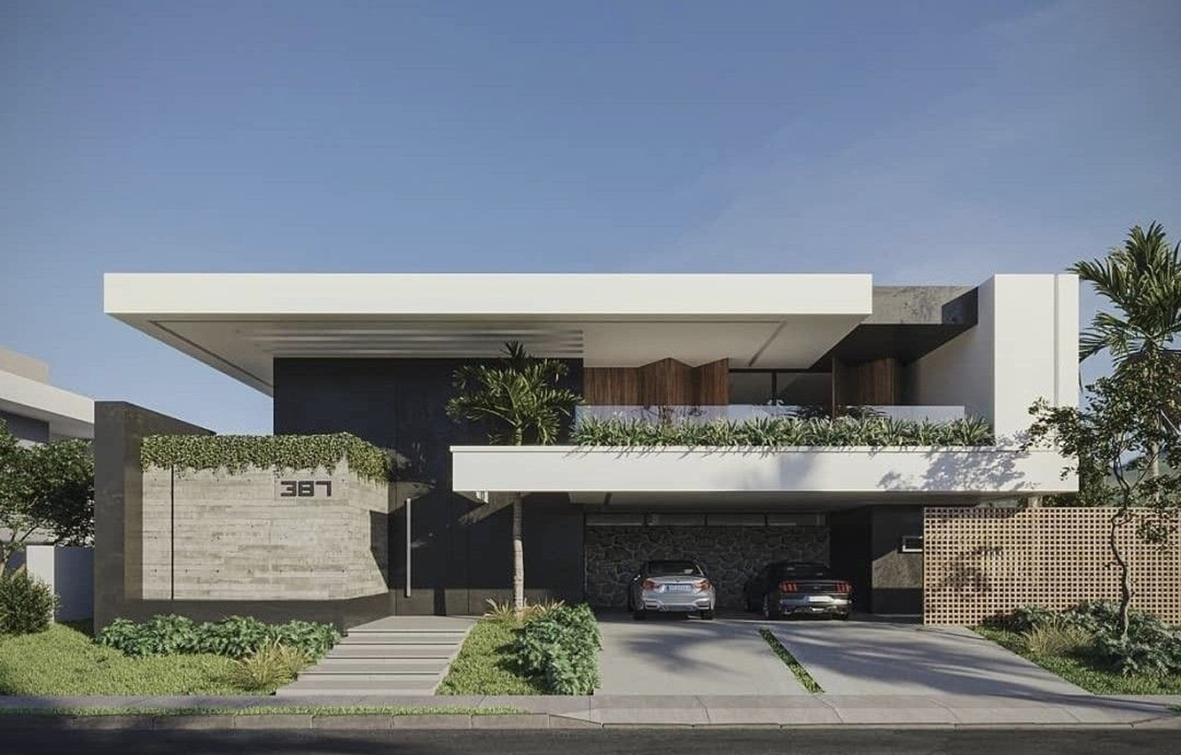 Luxury villa in Abu Dhabi featuring contemporary ceiling fixture by Rayfitout.