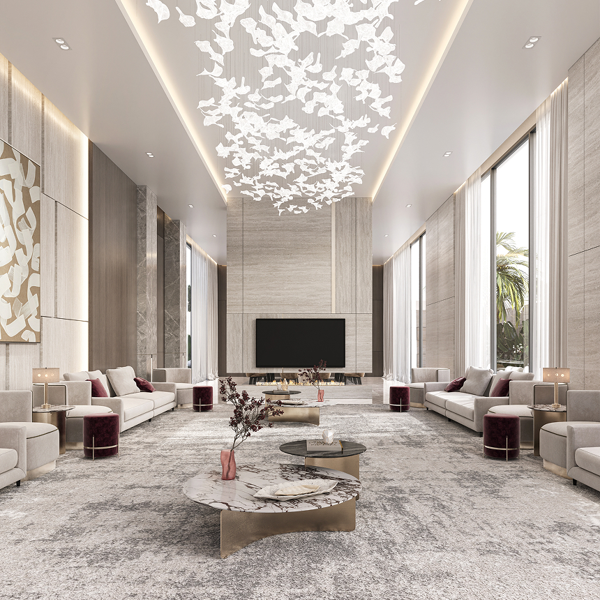 Luxury foyer interior design in Dubai featuring premium finishes by Rayfitout.