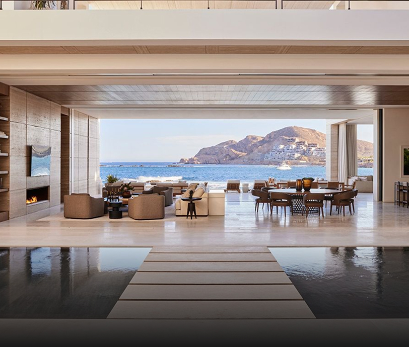 Villa Interior design featuring bespoke joinery and marble flooring