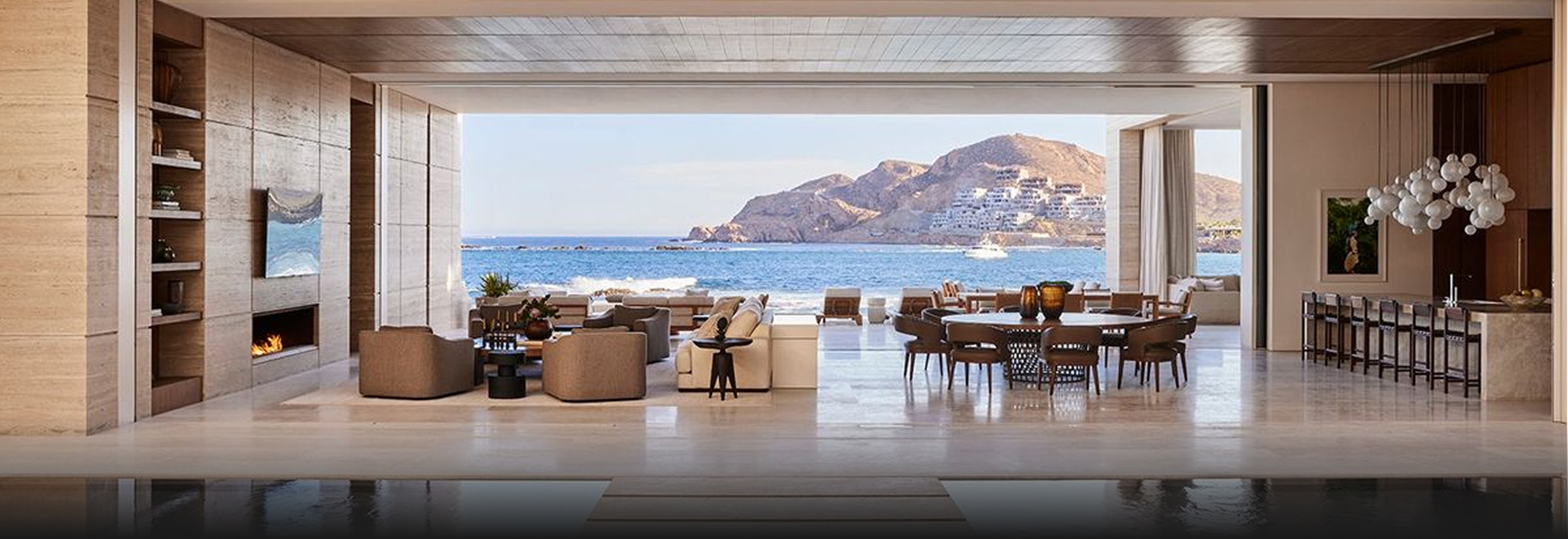 Villa Interior design featuring bespoke joinery and marble flooring