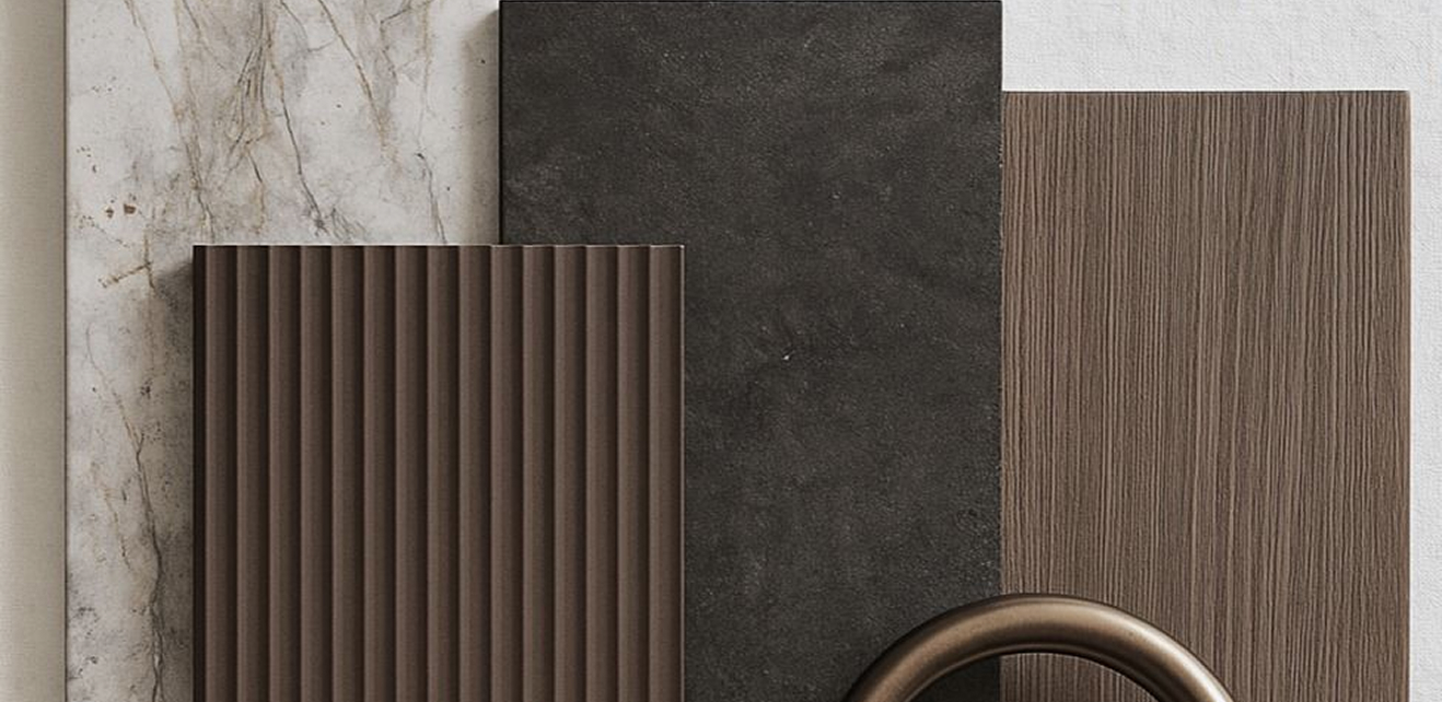 Minimalist living room interior design with floor-to-ceiling windows.