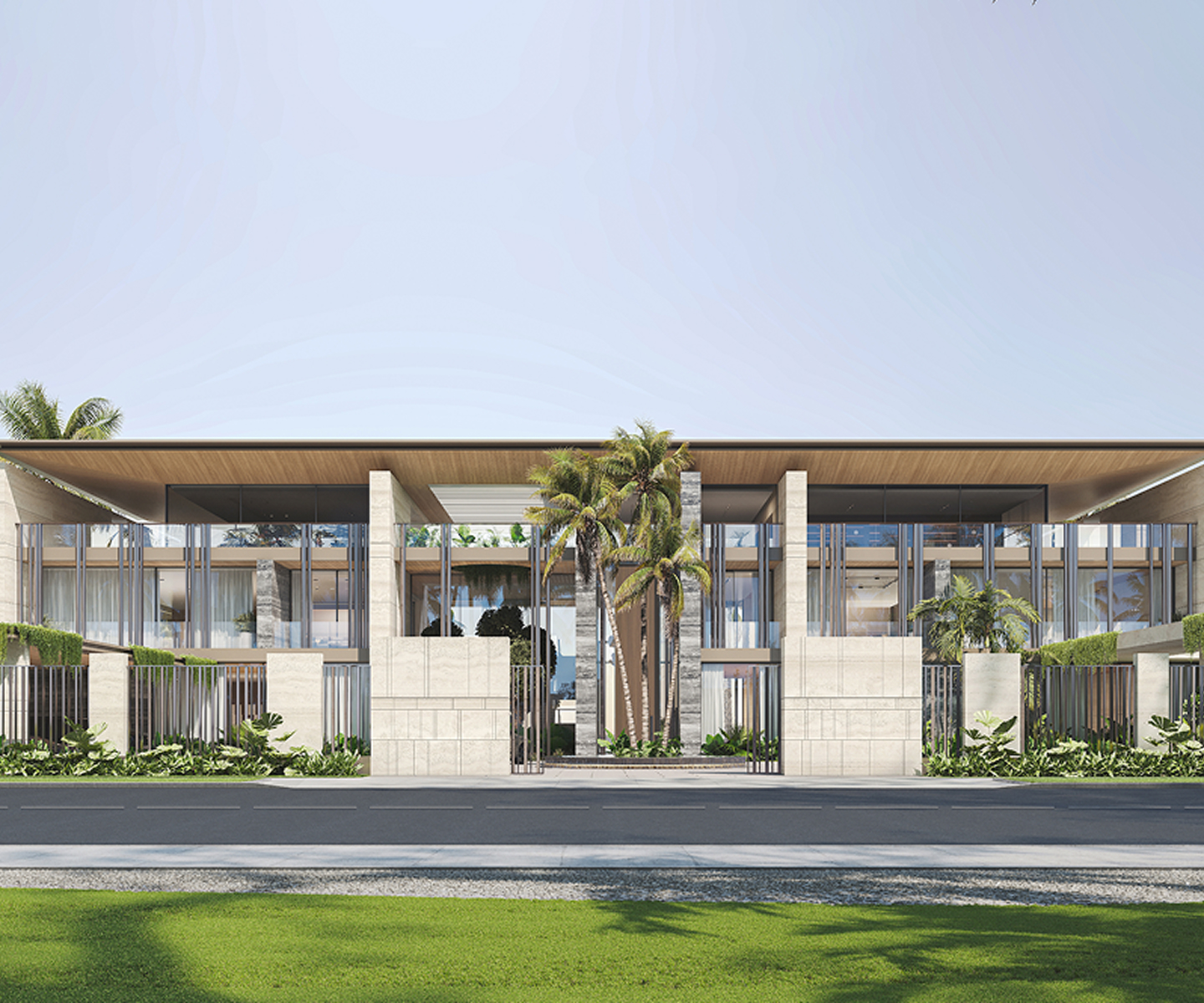 Villa interior fit out in Al Barari featuring expansive glass and bespoke joinery.