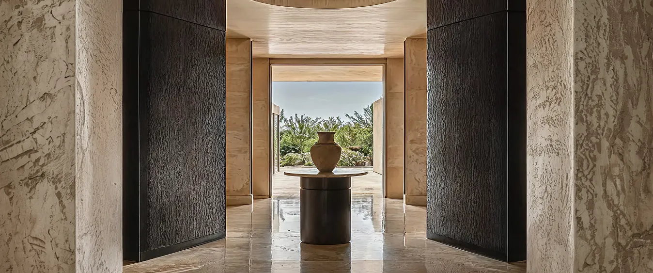 Pot in center of villa