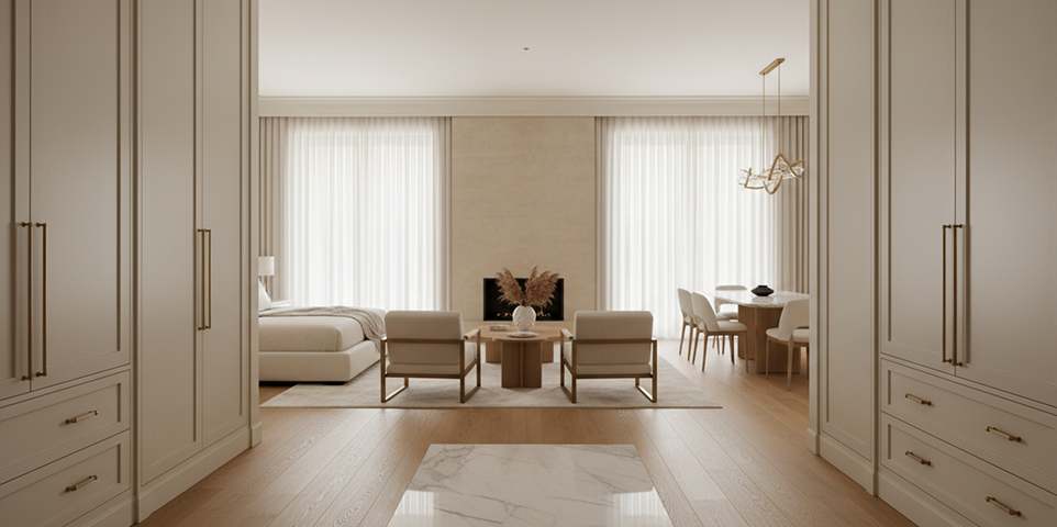Luxury flooring in a well-planned Dubai villa interior