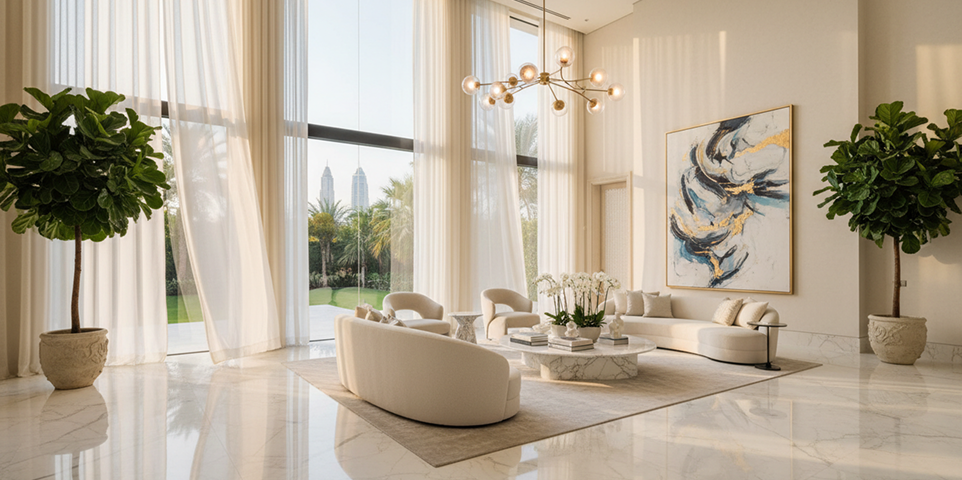 Marble flooring adding value to a luxury Dubai property interior