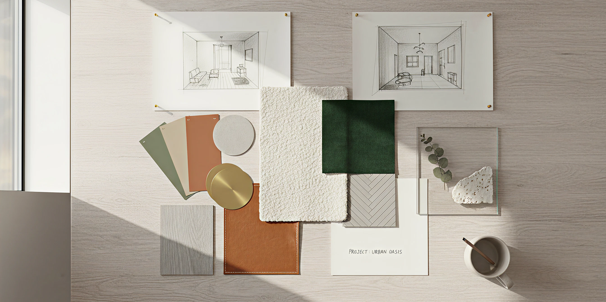 Mood board and concept materials for an interior design project