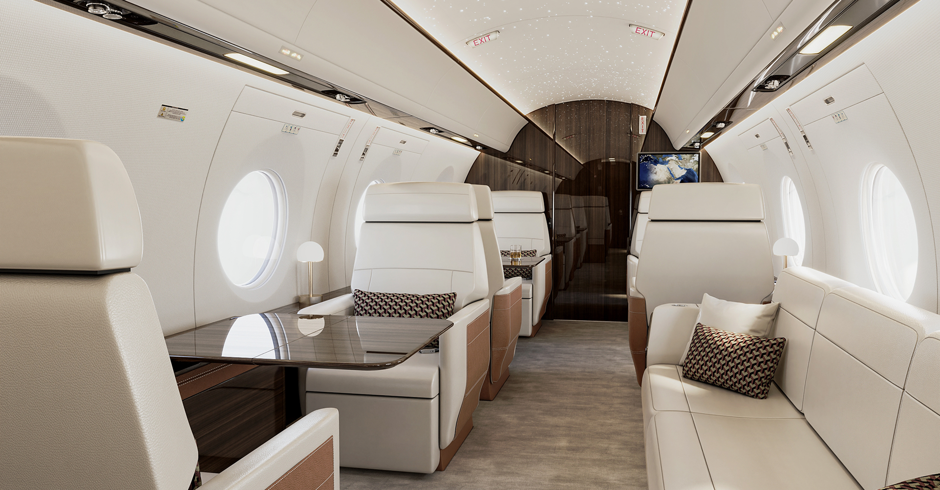 Bespoke large-cabin private jet interior