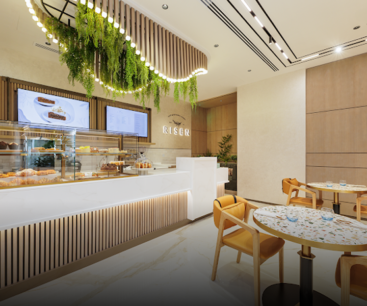 Minimalist interior design with custom finishes at the Avalon Hotel Tower, Dubai.