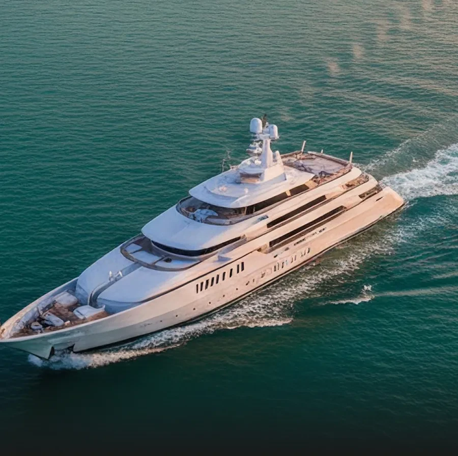 Luxury superyacht cruising off the Dubai coast