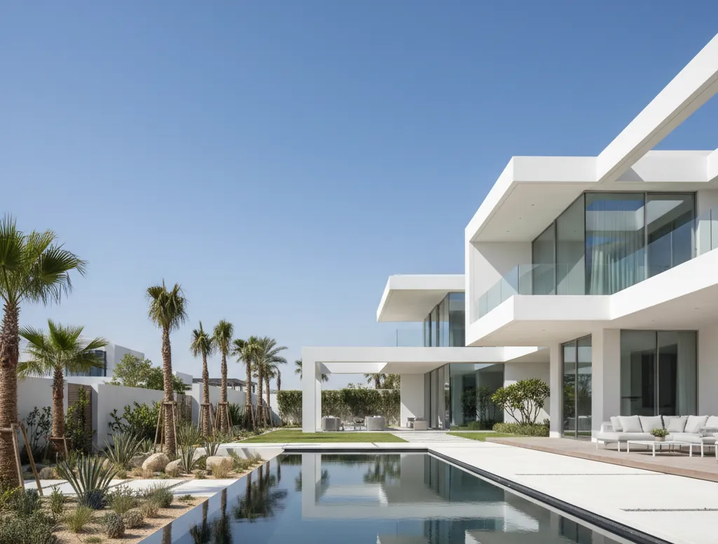 Full villa renovation in District One with modern facade and pool