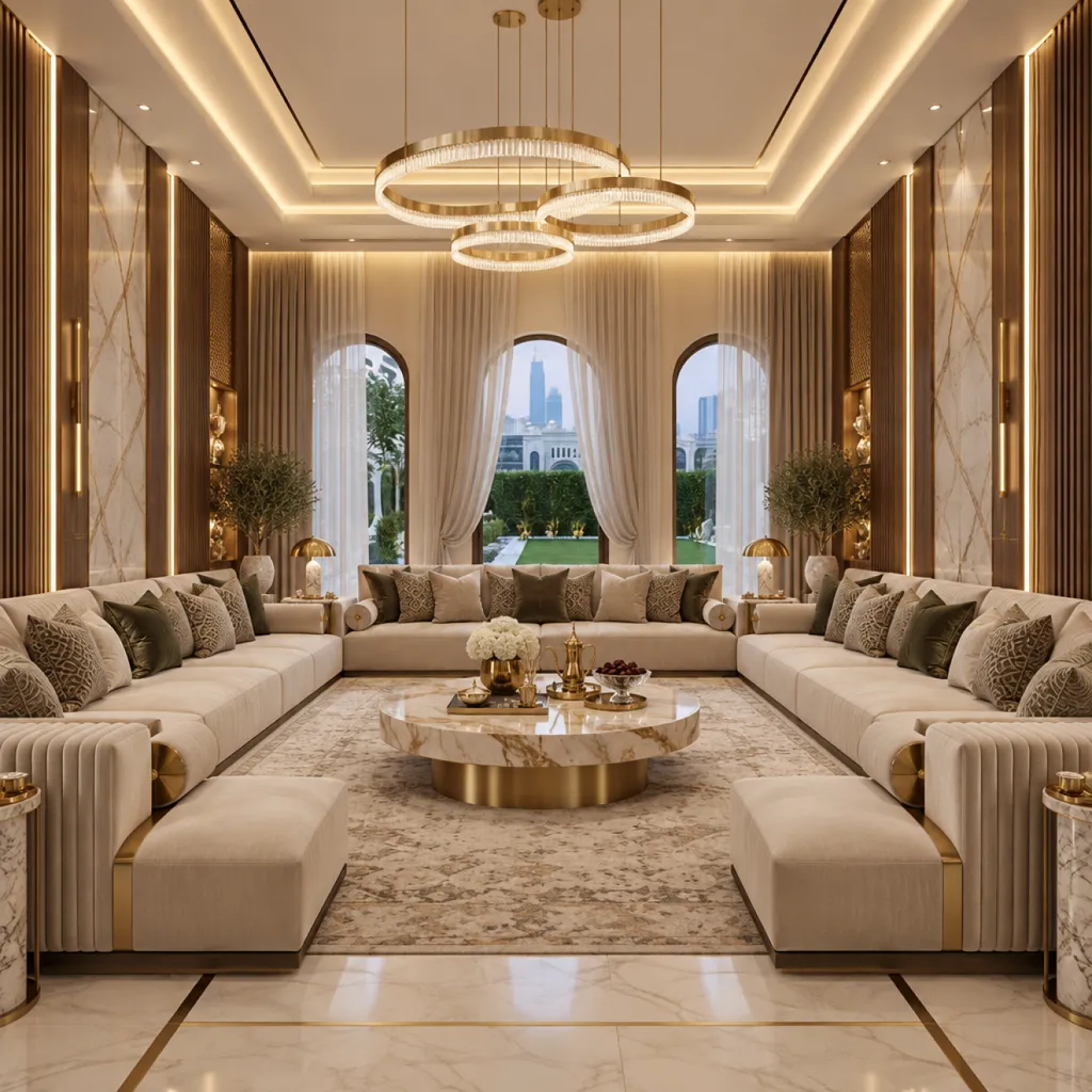 Majlis renovation in a District One villa with bespoke wall panelling