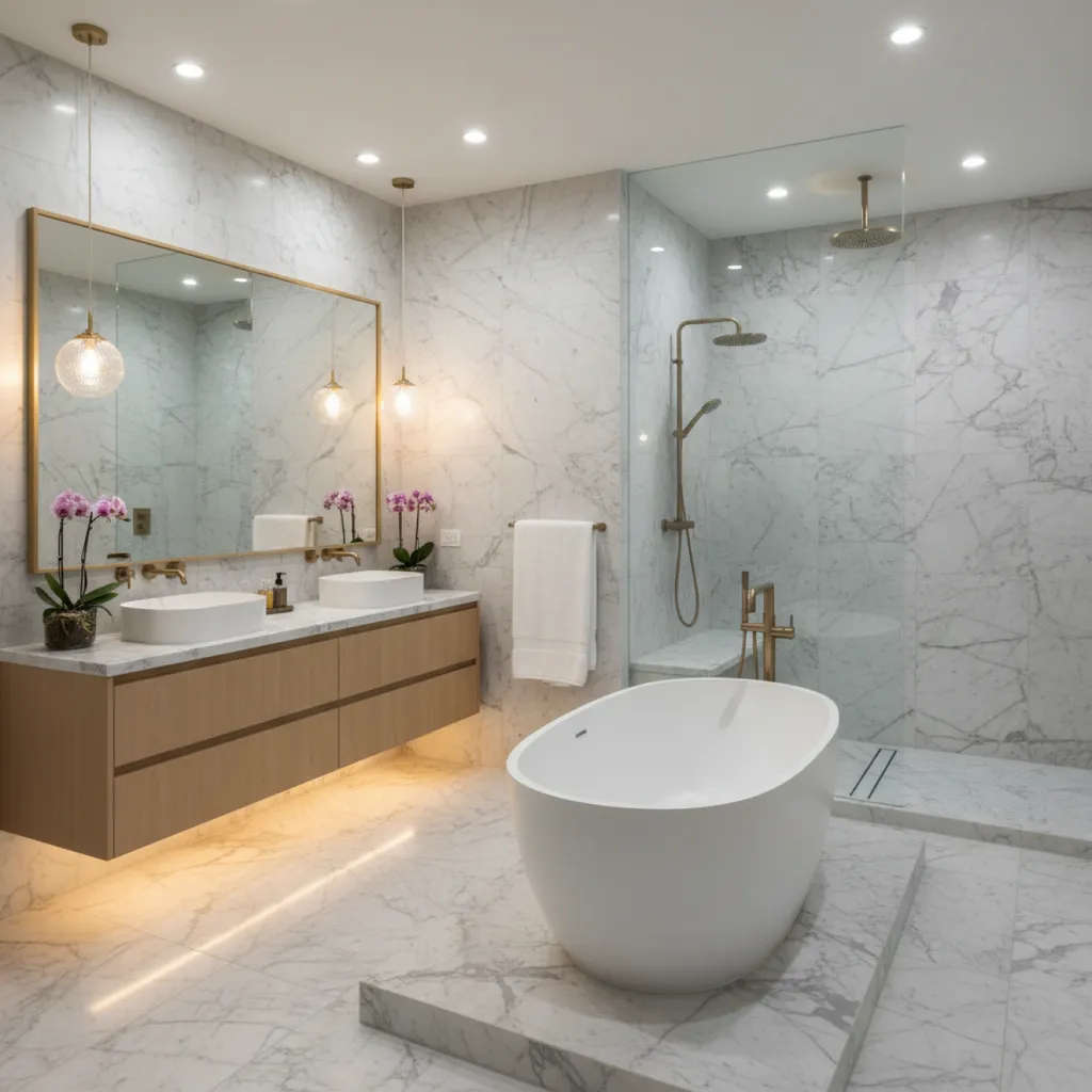 Master suite ensuite bathroom renovation in a District One villa