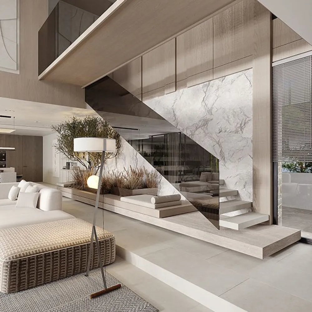 Luxury villa interior with feature staircase in Dubai Hills Estate