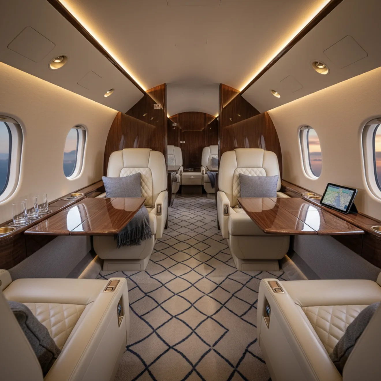 Bespoke Gulfstream G650 cabin interior by Rayfitout