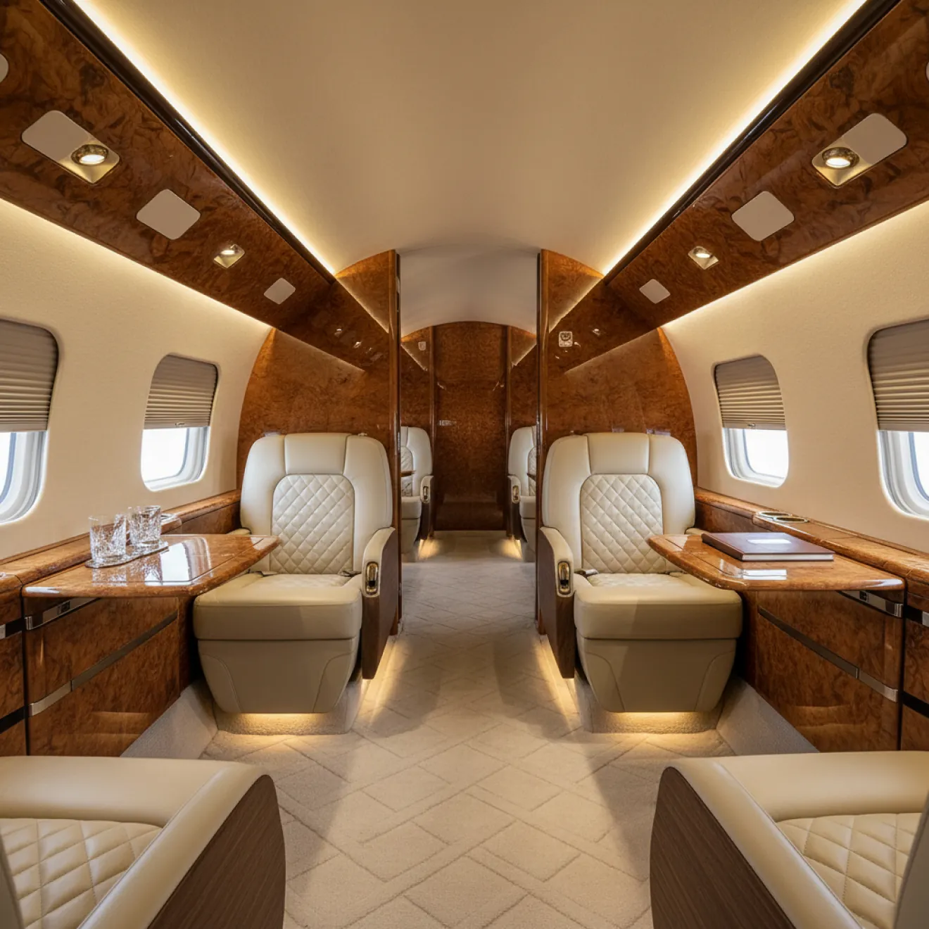 Custom joinery and wood panelling in the Gulfstream G650