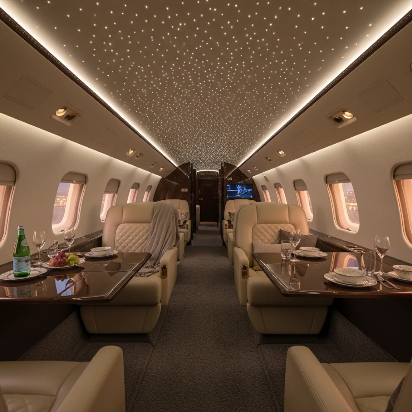 Starlight ceiling and integrated lighting in the Gulfstream G650