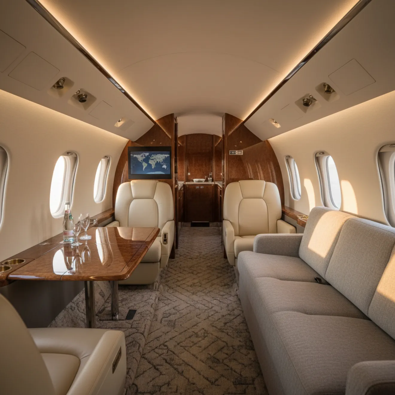 Restored ageing Gulfstream cabin interior