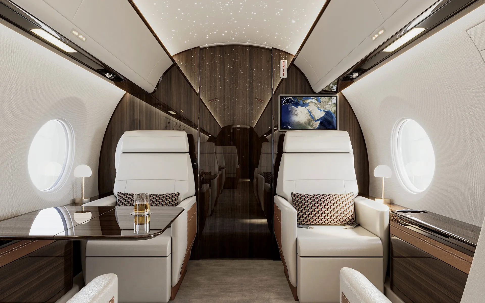 Gulfstream cabin interior after refurbishment by Rayfitout
