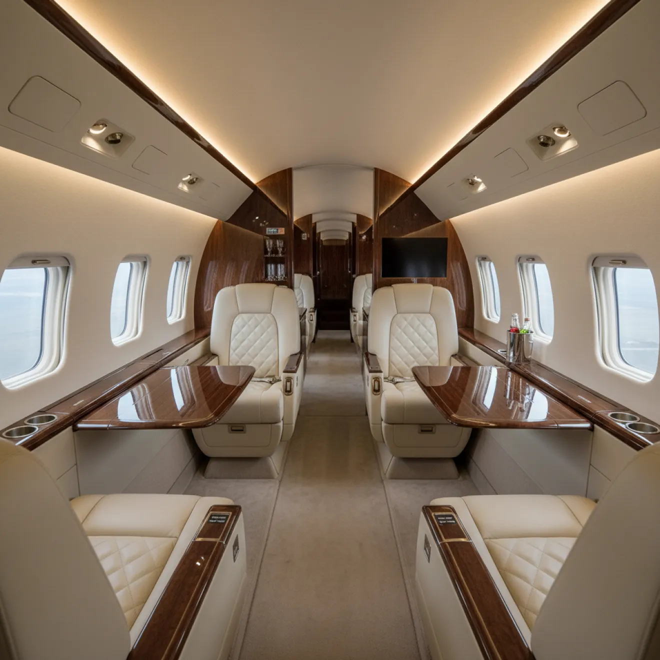 Bombardier jet cabin interior refurbished by Rayfitout