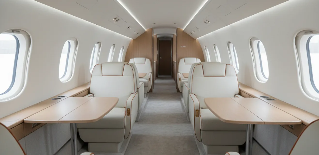 Falcon 6X wide cabin interior