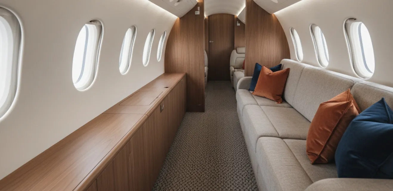 Falcon 900LX cabin with divan zone