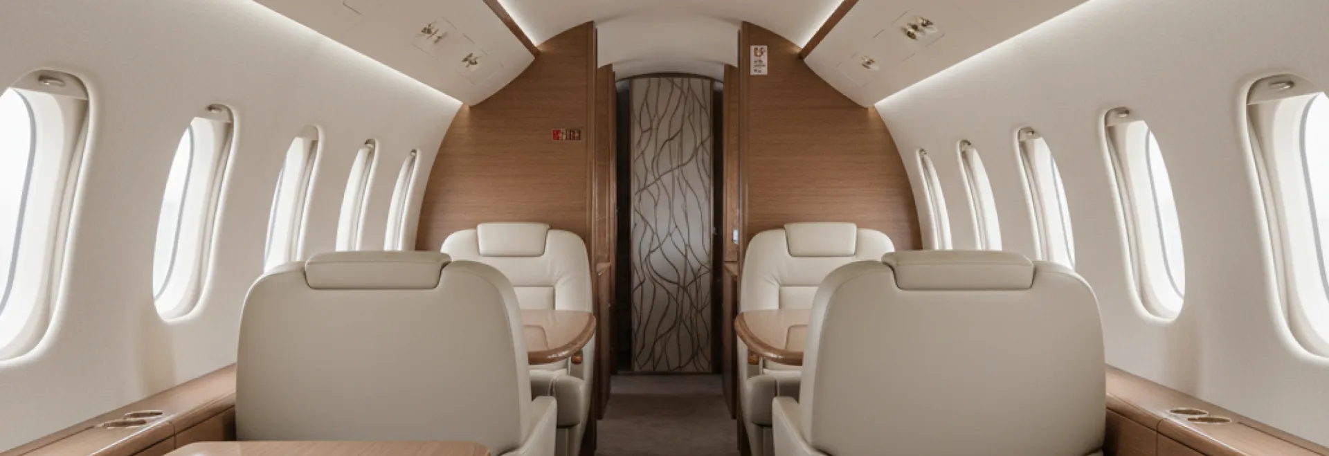 Falcon 8X cabin interior with long-zone seating and bespoke finishes