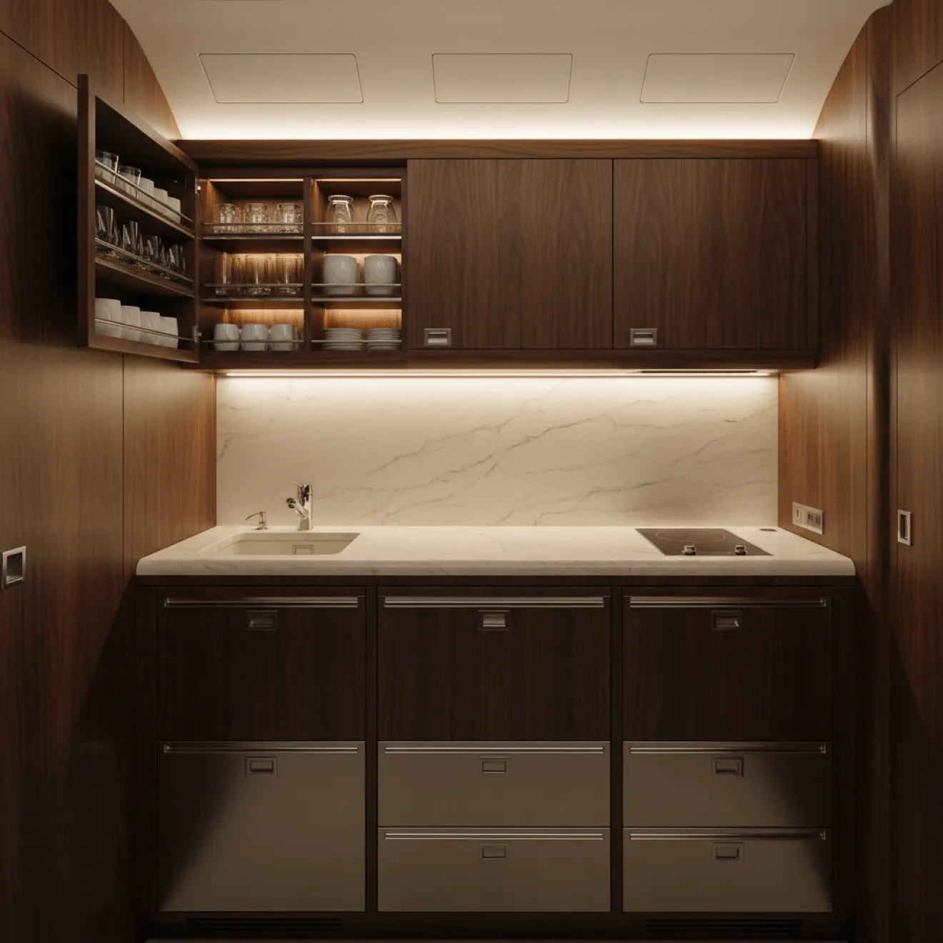Falcon galley cabinetry and storage