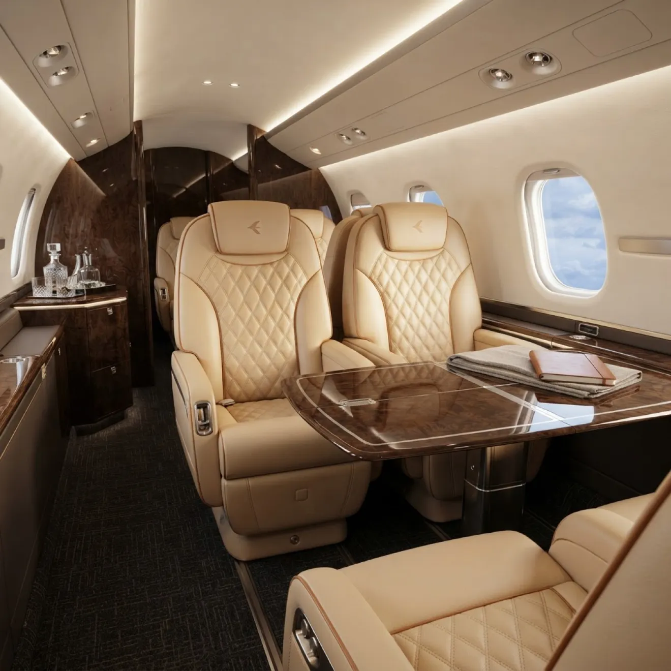 Reupholstered Embraer club seats