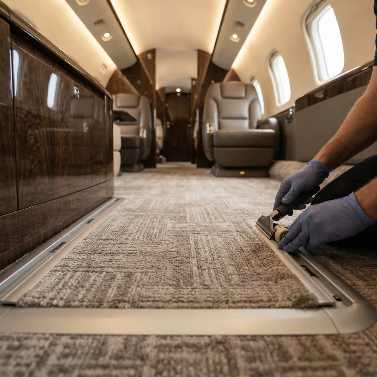 Aircraft carpet flooring refurbishment