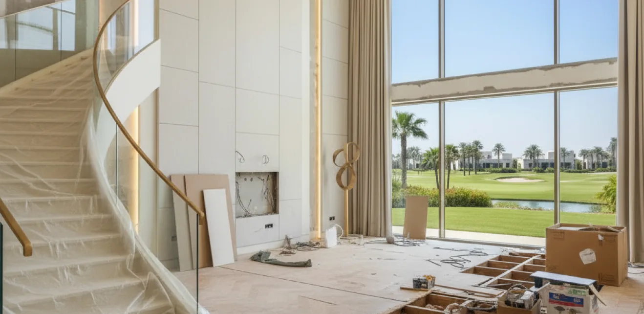 Flooring, ceiling and wall finishing works in a residential fit out
