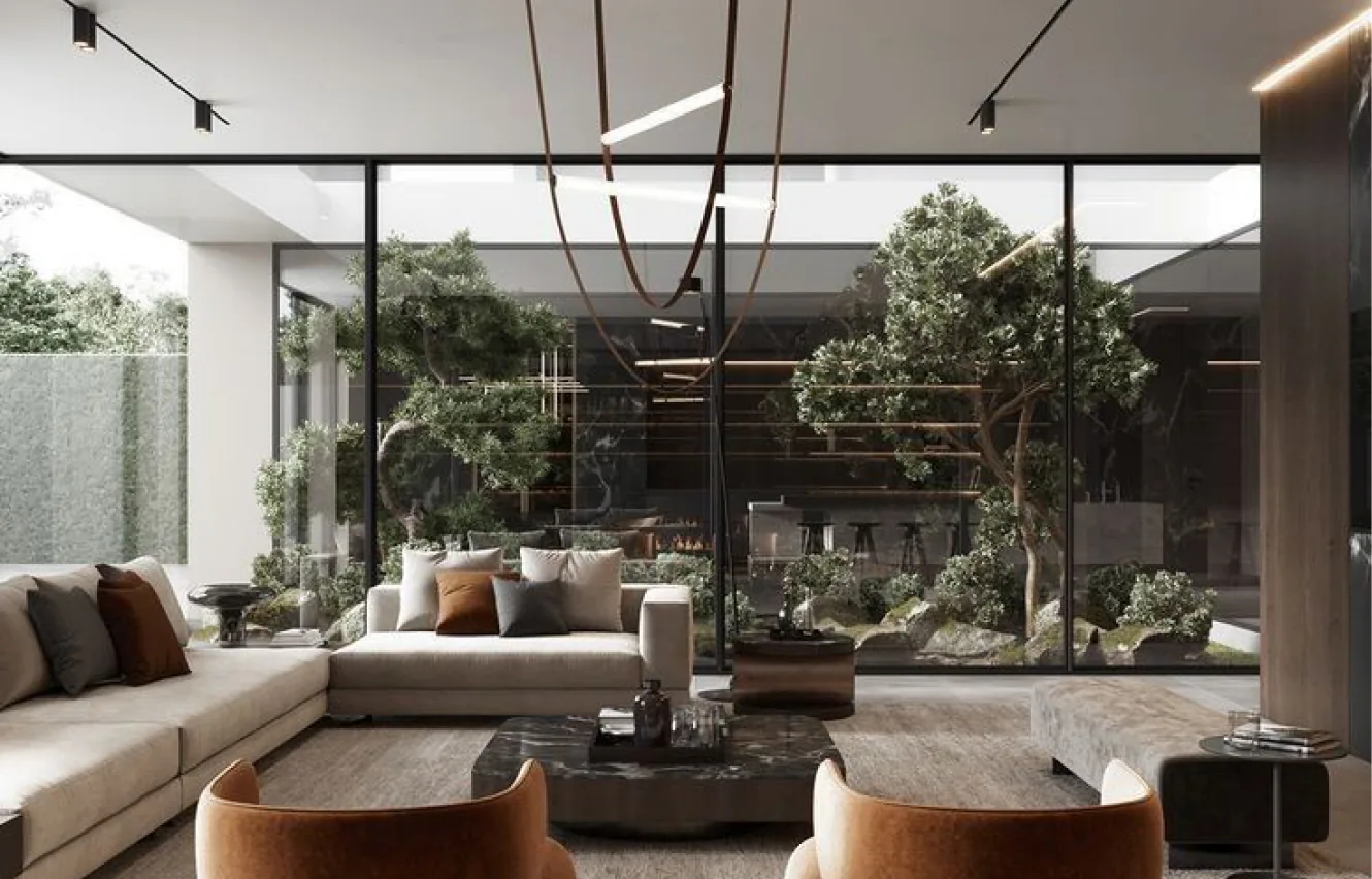 Turnkey residential fit out with indoor courtyard and living area