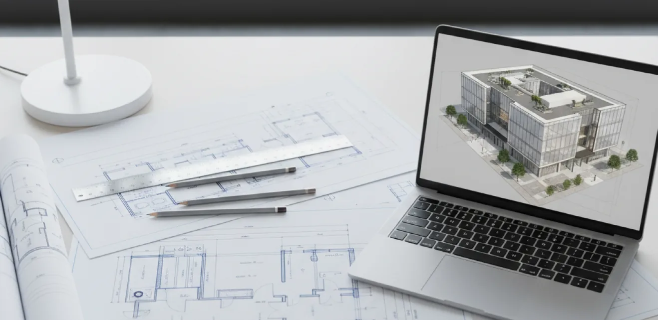 Commercial space planning drawings and 3D model for a fit out project