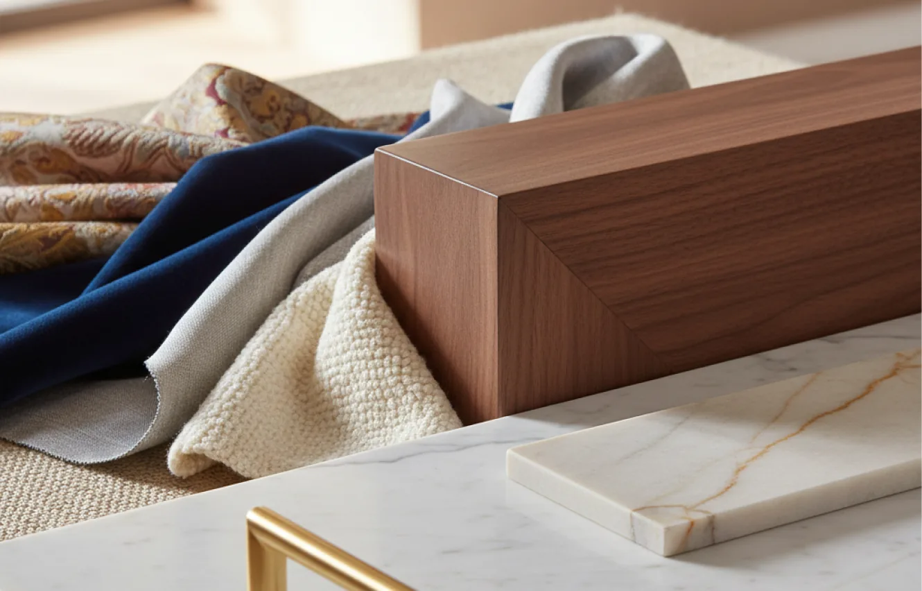 Premium timber, marble and fabric finishes for commercial interiors