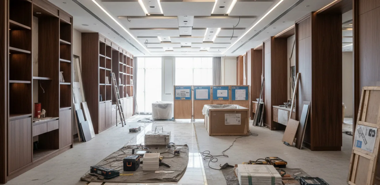 Hospitality interior fit out and joinery under construction