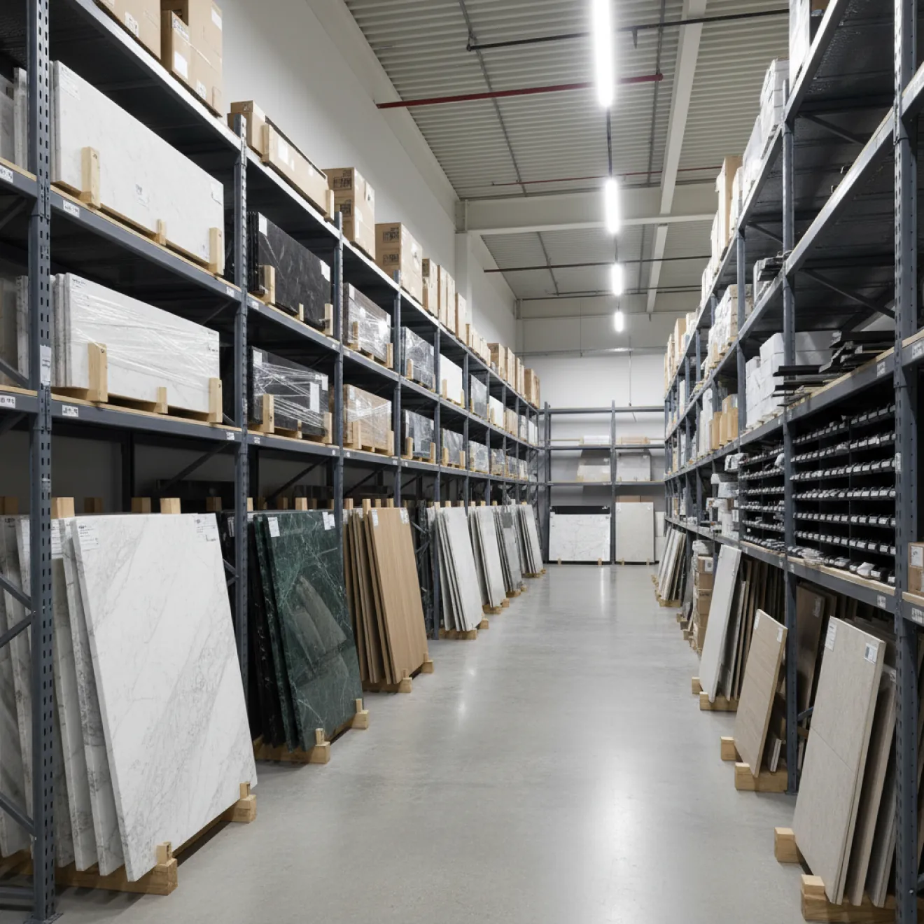Warehouse racks for tower fit out procurement and materials