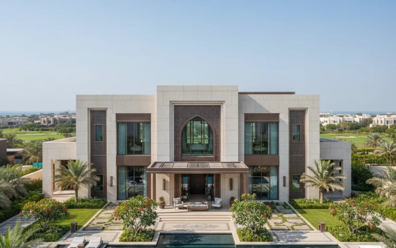 Luxury villa exterior in an Abu Dhabi community